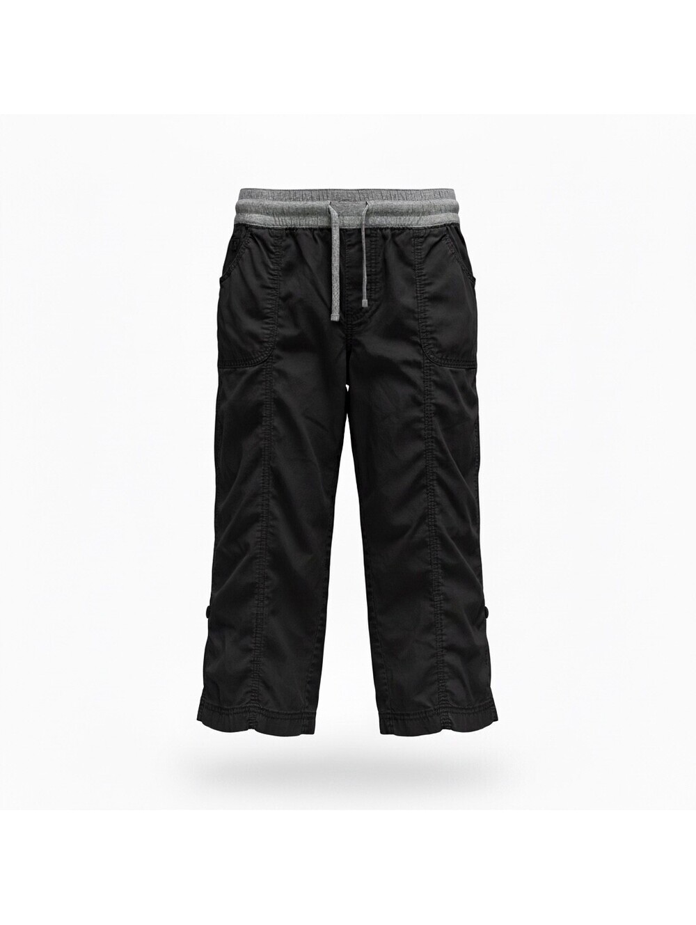 BCG 2000s Yoga Mom Capris Drawstring Grey Black Contrast Women's Size Lg